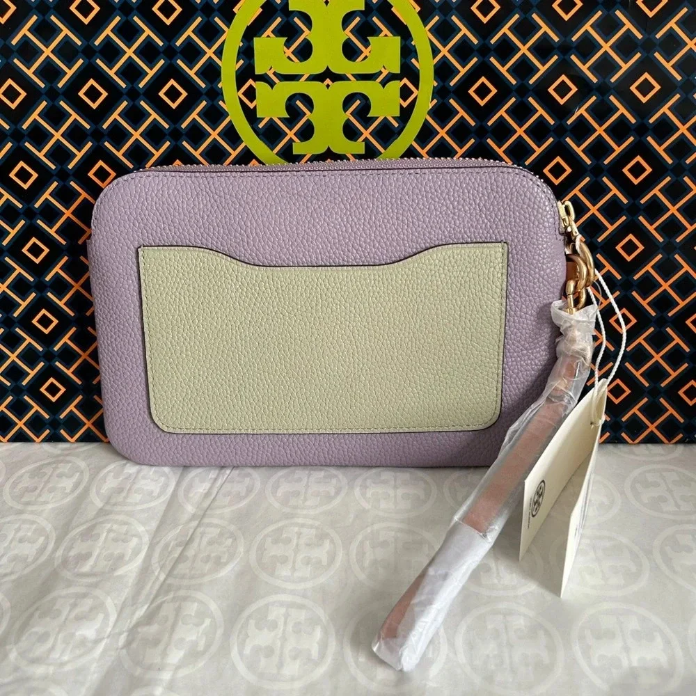 Tory Burch Perry Bombe Colorblock Wristlet Bag Thistle Mix Gold